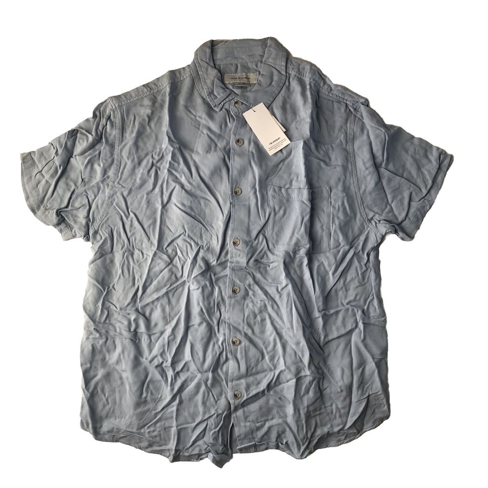 COTTON ON GARMENTS BLUE FOG XL CUBAN SHORT SLEEVE BUTTON FRONT SHIRT